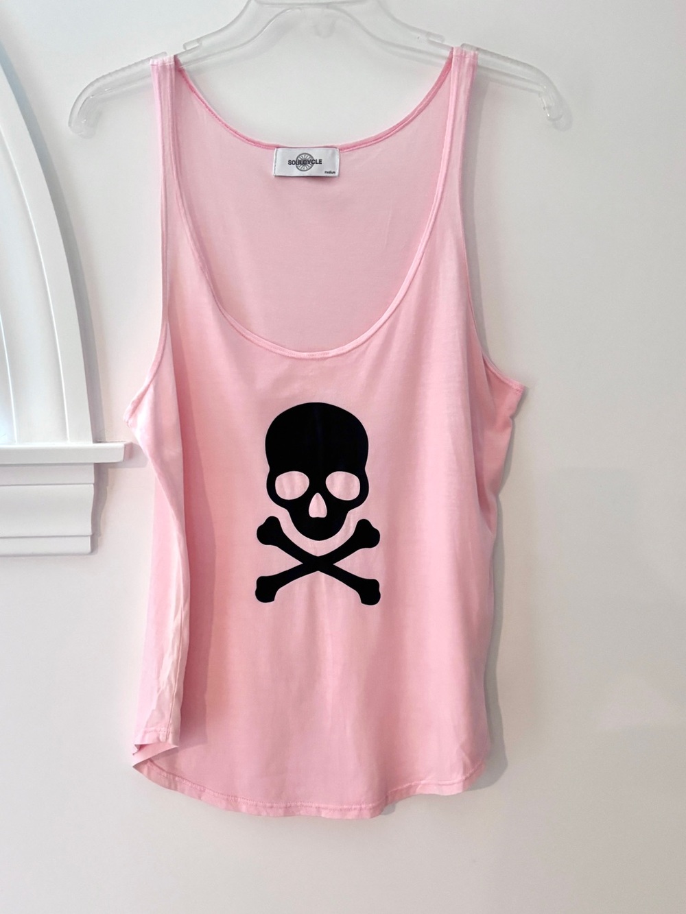 SoulCycle Skull Tank Top Pink Black Scoopneck Womens M Cycle Activewear Top